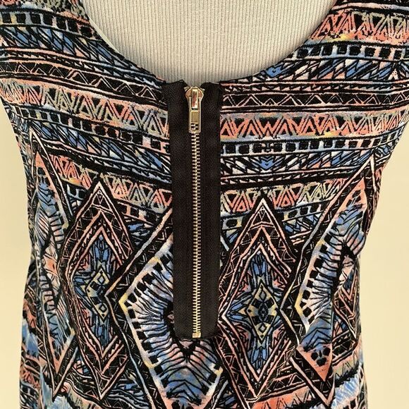 Aztec tank top multi colored with back longer back  zipper by Pink Rose size XS - Picture 6 of 7